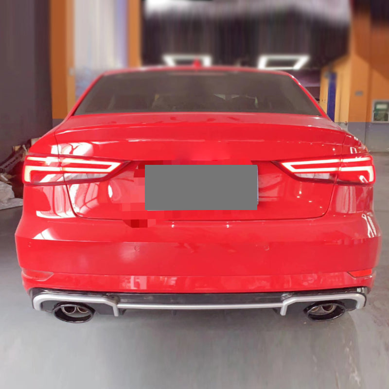 2017-2019 Audi RS3 Style A3 Non S-line rear diffuser and large dual tailpipe For Audi A3 S3 8V.5