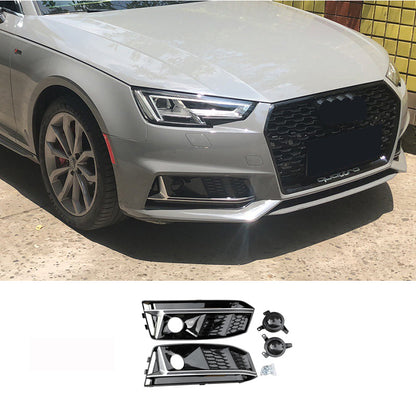 2017-2019 Audi Front Bumper Down Grille Honeycomb Style S line Fog Light Grilles For Audi A4 S4 B9