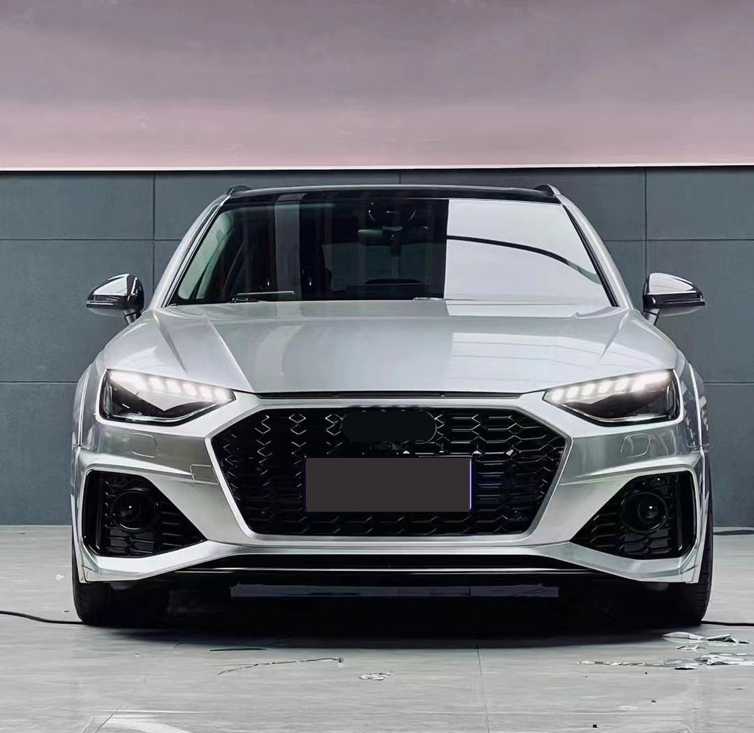 2020-2024 Audi RS4 Front Bumper For A4/S4 B9.5 Body Kits With ACC Fog Light Grill Bumper Down Grille Honeycomb Grille Front Lip Splitter | RS4 Front Bumper