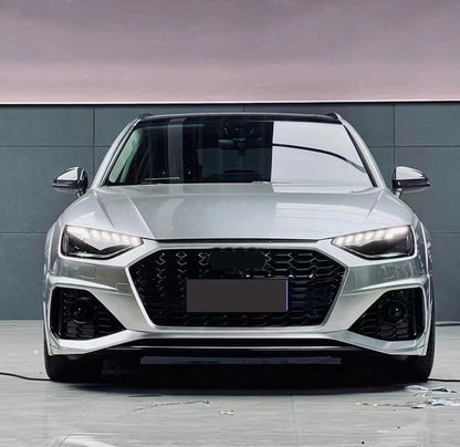 2020-2024 Audi RS4 Front Bumper For A4/S4 B9.5 Body Kits With ACC Fog Light Grill Bumper Down Grille Honeycomb Grille Front Lip Splitter | RS4 Front Bumper
