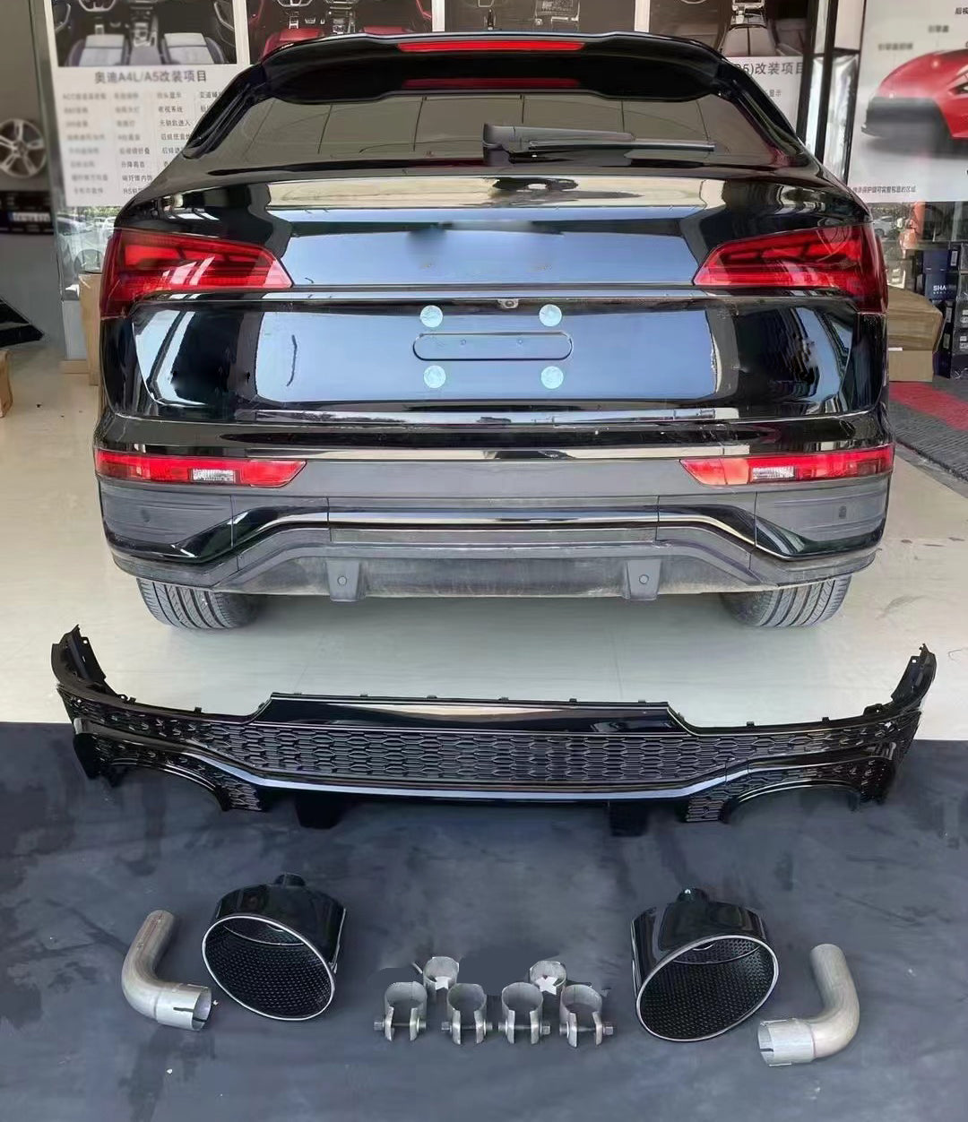 2019-2025 Audi Q5 SQ5 To RSQ8 Style Rear Diffuser With Tailpipe For Audi Q5 SQ5 B9 B9.5