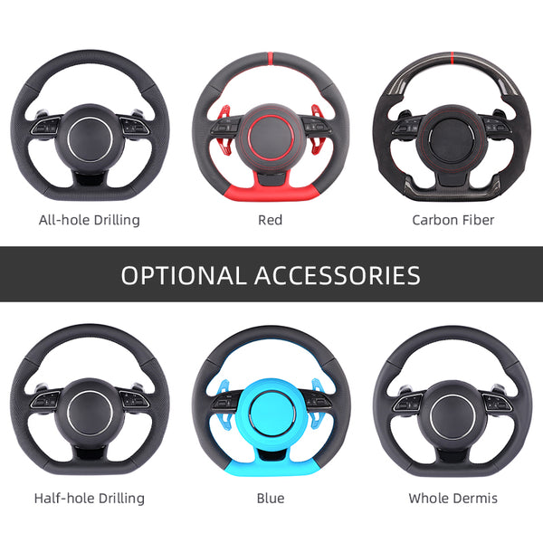 Carbon Fiber Audi B8 Style Steering Wheel Corium For Audi All Series A3 A4 A5 A6 A7 A8 Q2 Q3 Q5 Q7 Q8