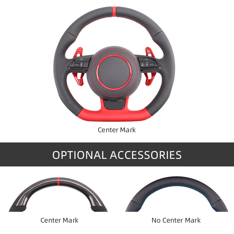 Carbon Fiber Suede Audi B8 Style Steering Wheel Corium For Audi All Series A3 A4 A5 A6 A7 A8 Q2 Q3 Q5 Q7 Q8
