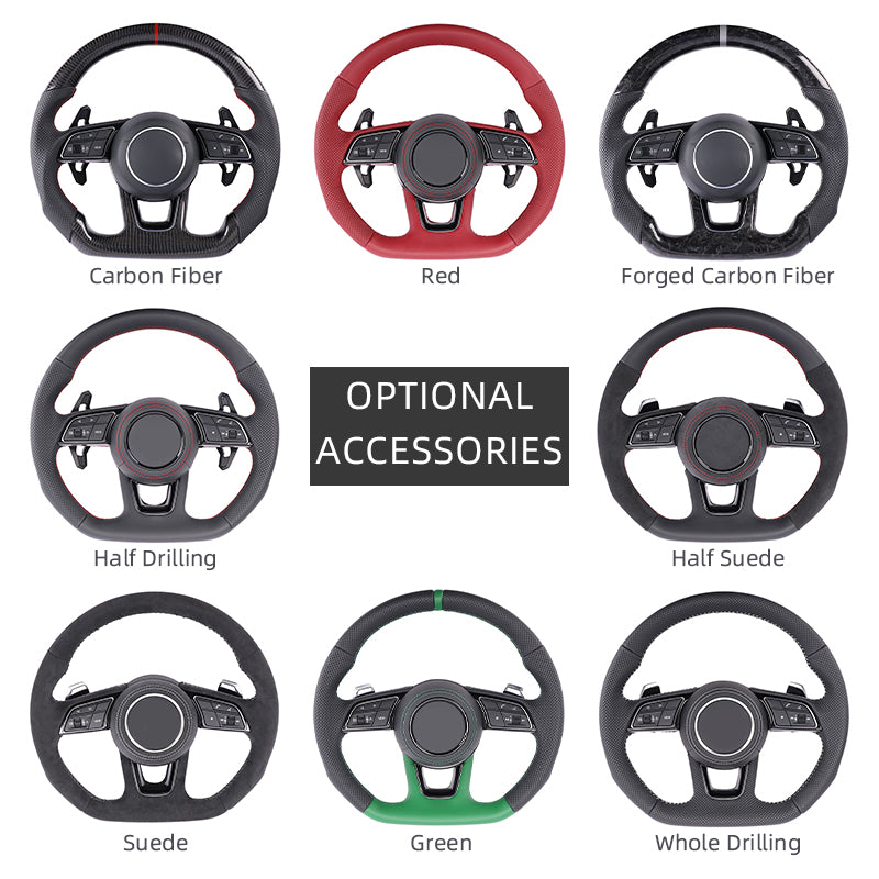 Carbon Fiber Suede Audi B9 Style Steering Wheel Corium For Audi All Series A3 A4 A5 A6 A7 A8 Q2 Q3 Q5 Q7 Q8