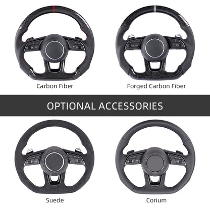 Carbon Fiber Suede Audi B9 Style Steering Wheel Corium For Audi All Series A3 A4 A5 A6 A7 A8 Q2 Q3 Q5 Q7 Q8