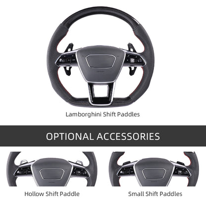 Carbon Fiber Audi C8 Style Steering Wheel Corium For Audi All Series A3 A4 A5 A6 A7 A8 Q2 Q3 Q5 Q7 Q8