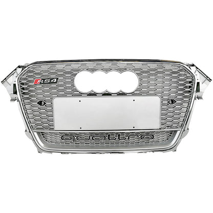 2013-2016 Audi RS4 Honeycomb Grille With Quattro In Lower Mesh For Audi A4 S4 B8.5