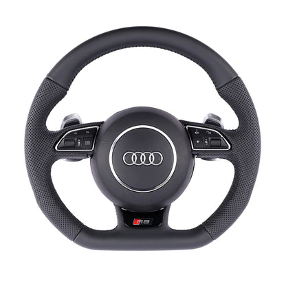 Carbon Fiber Suede Audi B8 Style Steering Wheel Corium For Audi All Series A3 A4 A5 A6 A7 A8 Q2 Q3 Q5 Q7 Q8