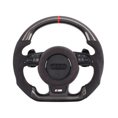 Carbon Fiber Suede Audi B8 Style Steering Wheel Corium For Audi All Series A3 A4 A5 A6 A7 A8 Q2 Q3 Q5 Q7 Q8